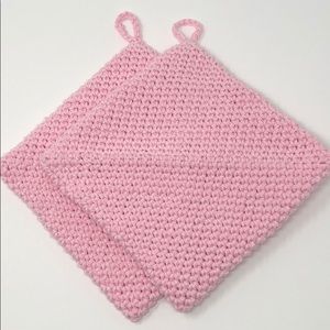 Easter potholders Pink 100% cotton hand crochet